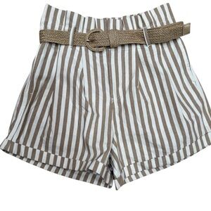 Mine Paper bag striped tan and white shorts size medium